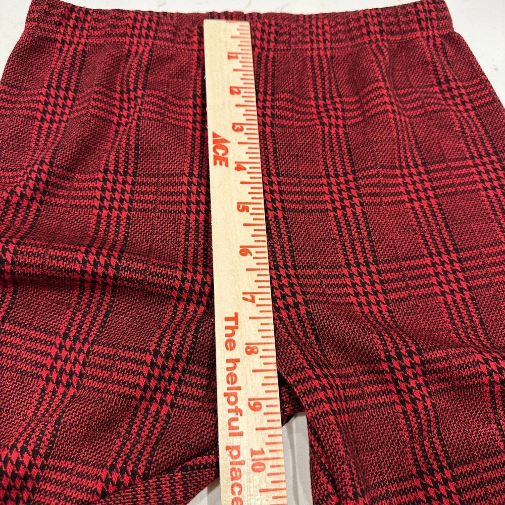 Art Class Girls Red Black Plaid Leggings Size M 7/8 Glen Check Stretch Pants